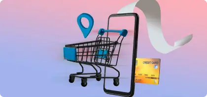 Imagem de um celular e um cartão de crédito com um carrinho de compras saindo dele | Certificação Digital | Certisign